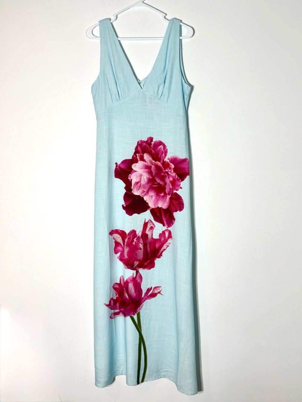 Paper Heart Anthropologie Magenta Iris Linen Blend Maxi - Picture 2 of 3